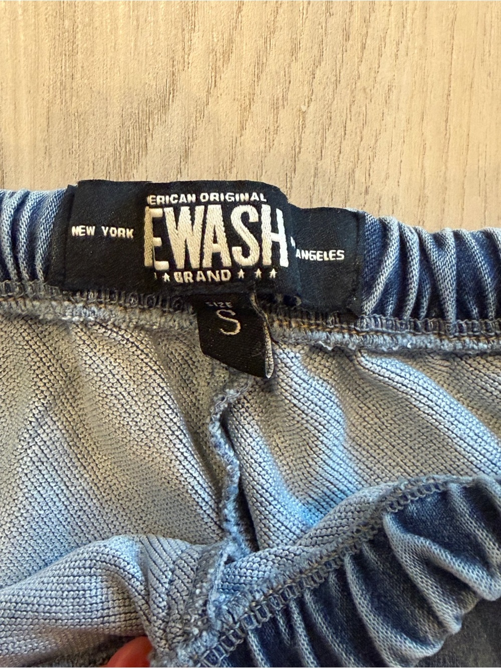 Rewash Women's Faded Blue Drawstring Denim-Style Shorts - Picture 3 of 3